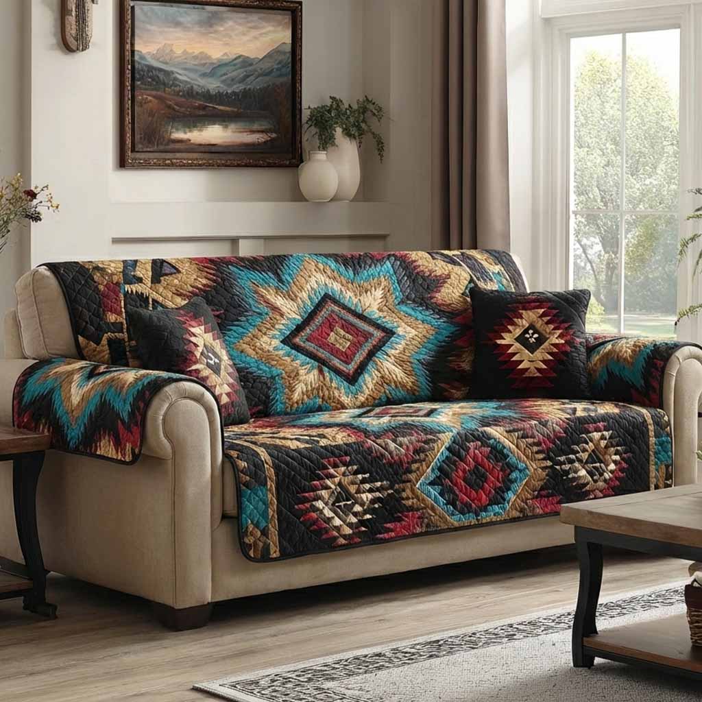Mesa Diamond Quilted Sofa Cover Seasonal Home Room Decor Room Gift For Him - Tradiviet