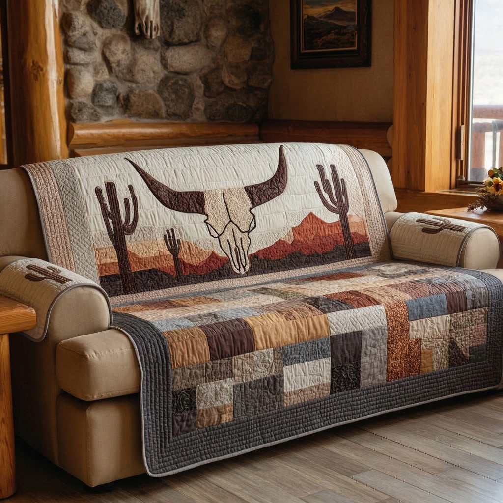 Mesa Skull Patch Quilted Sofa Cover Cute Home Room Decor Cool Room Decor Gifts - Tradiviet
