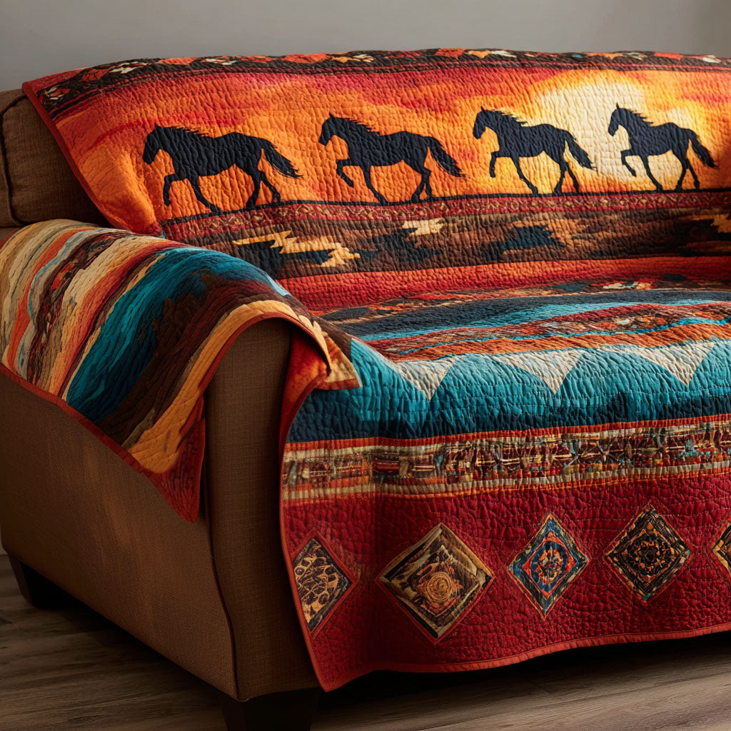 Mesa Spirit Quilted Sofa Cover Furniture Covers For Sofas Christmas Presents For Horse Lovers - Tradiviet