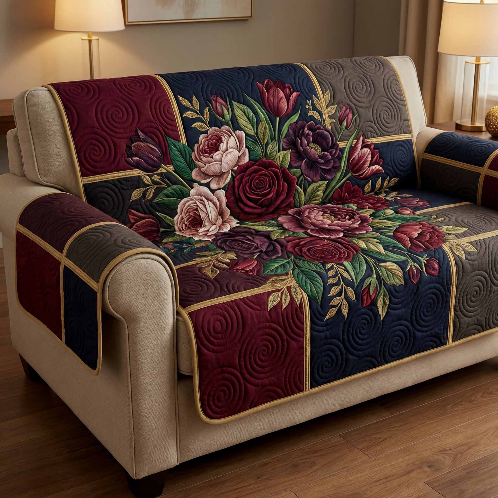 Midnight Blooms Quilted Sofa Cover The Best Couch Covers Sentimental Gifts For Mom - Tradiviet