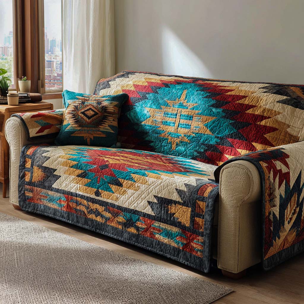 Midnight Canyon Star Quilted Sofa Cover Simple Home Room Decor Unique Home Decor Finds - Tradiviet
