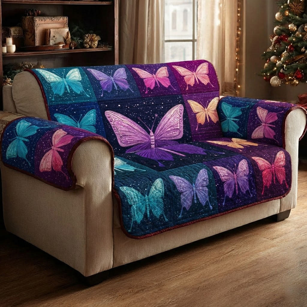 Midnight Flutter Quilted Sofa Cover Couch Seat Covers Novelty Butterfly Gifts - Tradiviet