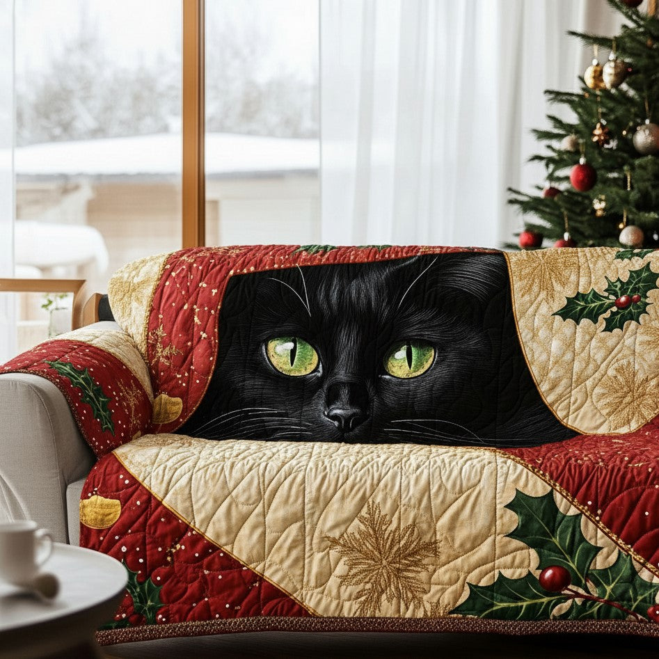 Midnight Noel Quilted Sofa Cover Indoor Home Room Decor Unique Home Decor Finds - Tradiviet