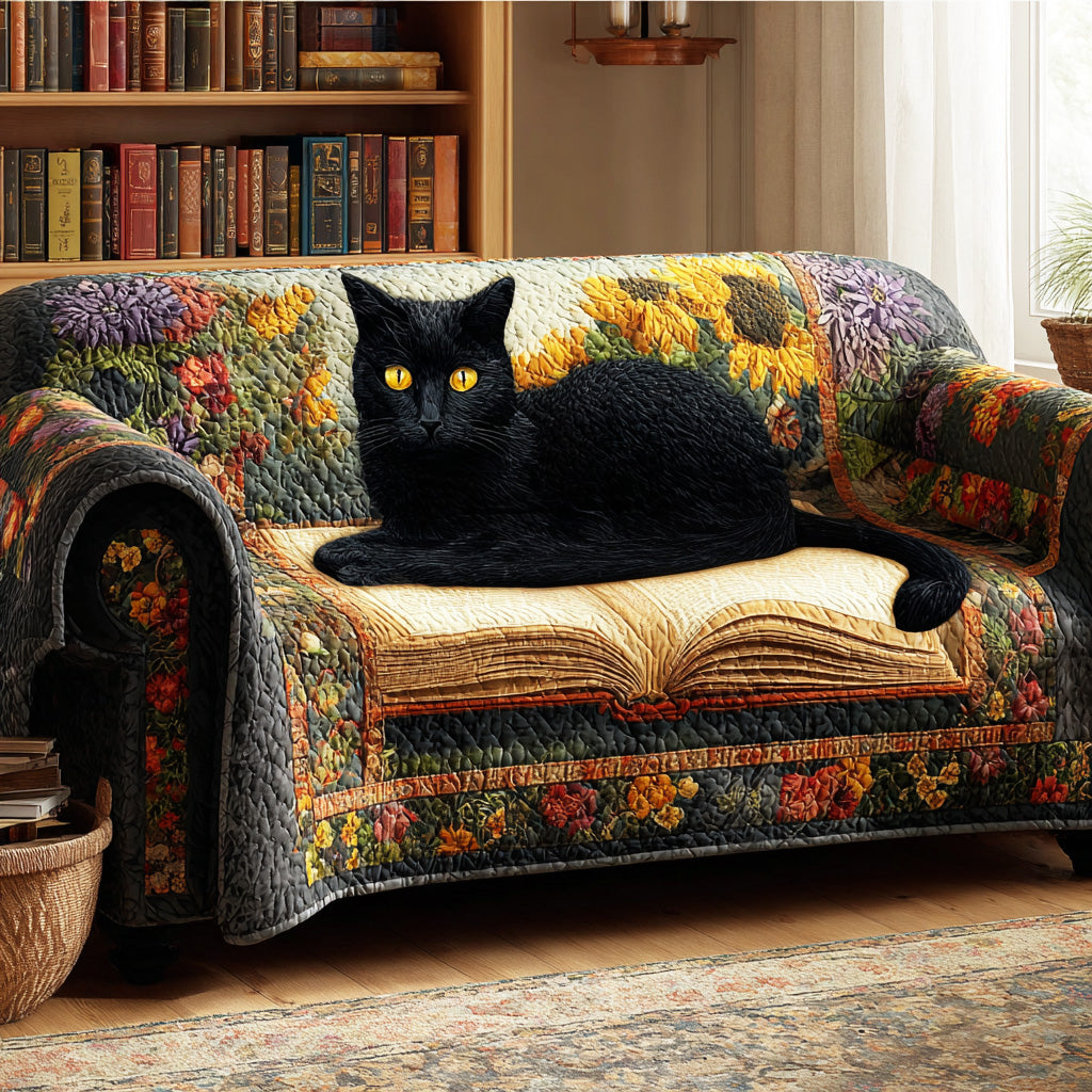 Midnight Page Keeper Quilted Sofa Cover Cute Home Room Decor Gift For Cozy Spaces - Tradiviet