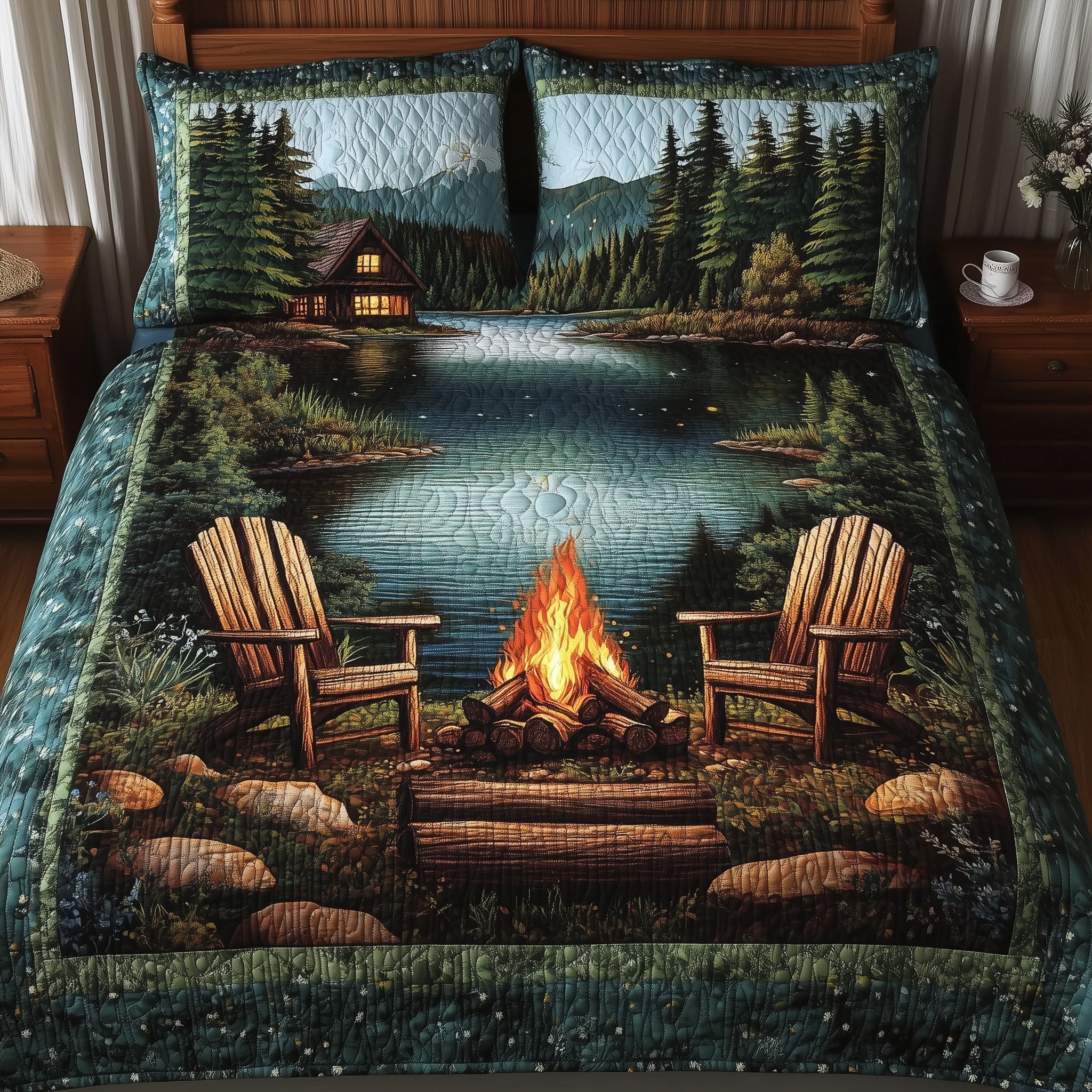 Midnight Retreat Quilted Bedding Set Midnight Retreat Rustic Gift For Midnight Retreat - Tradiviet