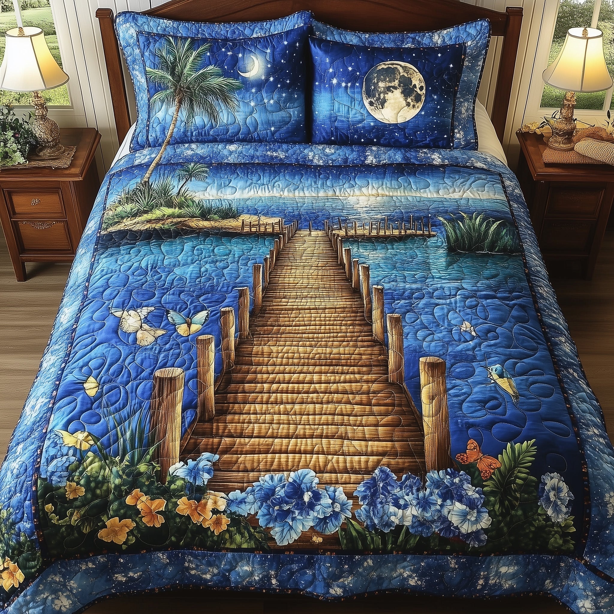 Midnight Tidewalk Quilted Bedding Set Midnight Tidewalk Joy Gift For Midnight Tidewalk - Tradiviet