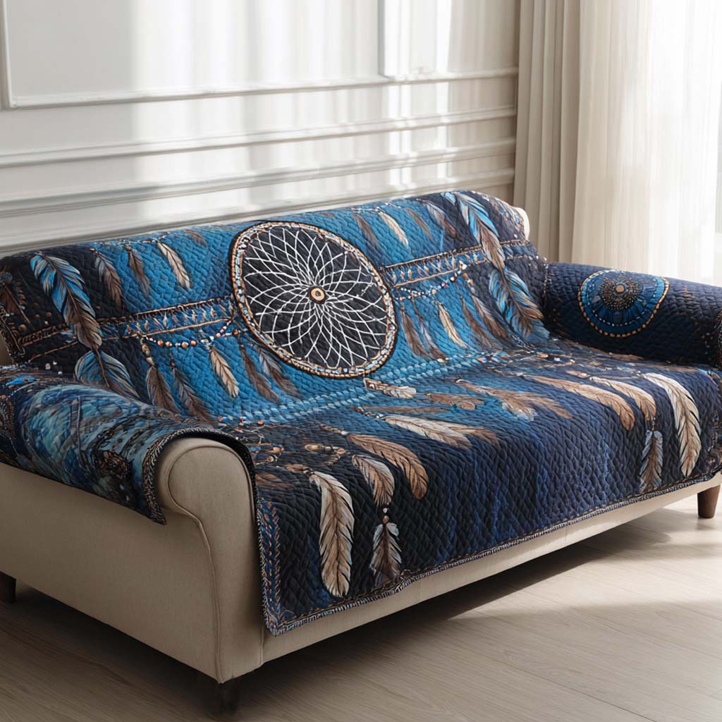 Midnight Totem Quilted Sofa Cover Indoor Home Room Decor Gifts For New Homes - Tradiviet