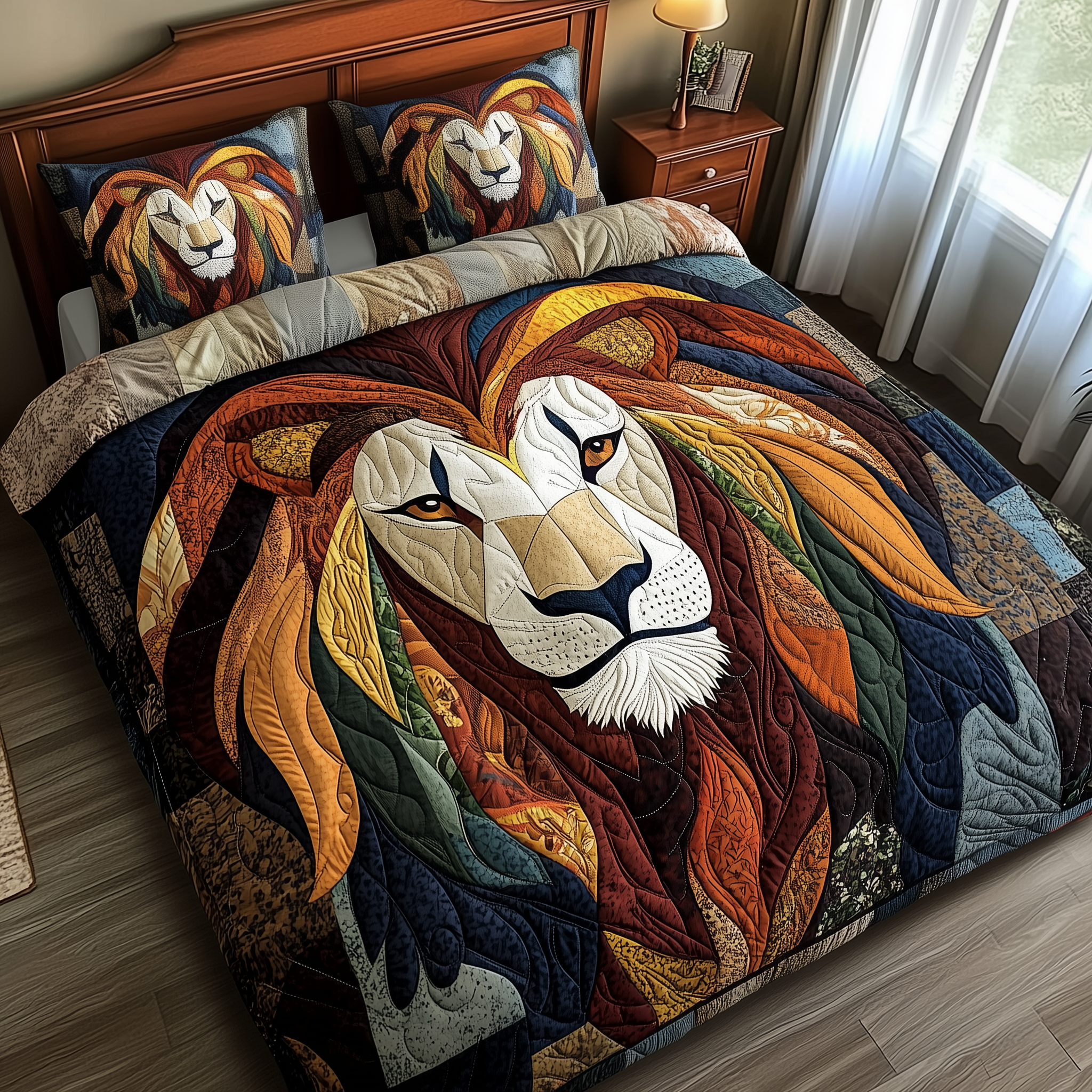 Mighty Lion Quilted Bedding Set Mighty Lion Daydream Gift For Mighty Lion - Tradiviet