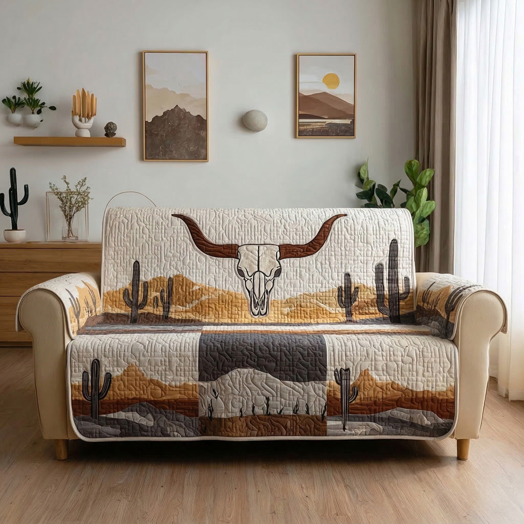 Minimal Mesa Skull Quilted Sofa Cover Neutral Home Room Decor Best Room Decor Gifts - Tradiviet