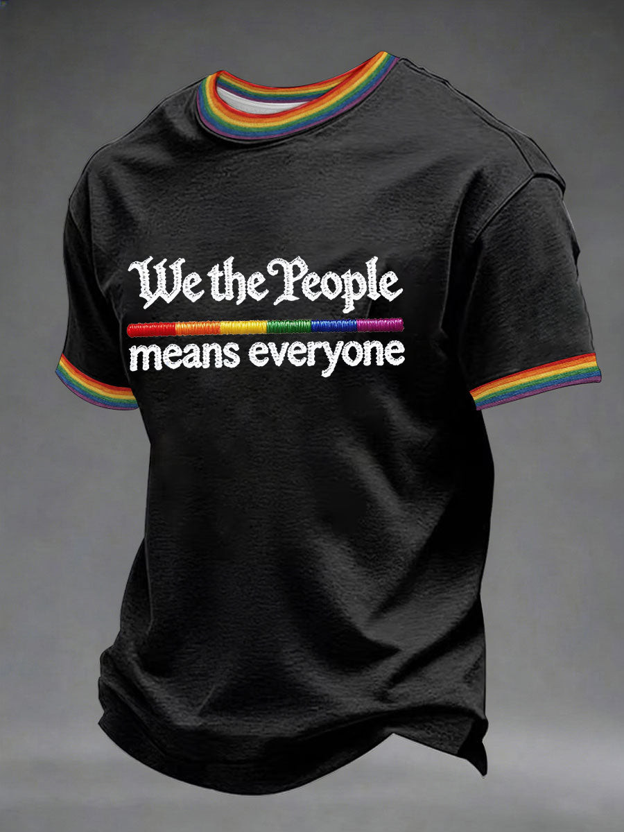 Minimalist Rainbow We The People T-Shirt Pride Month Clothing Gift For Him - Tradiviet