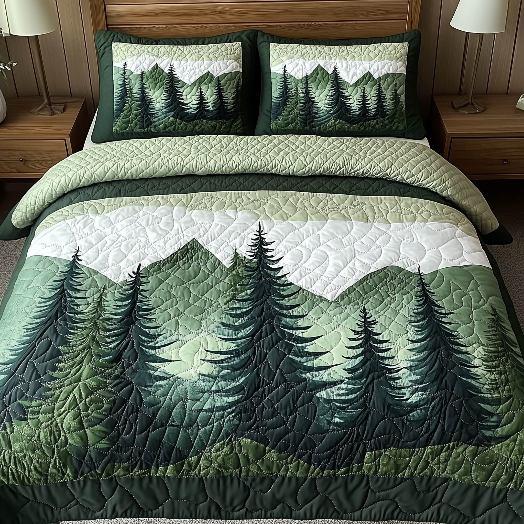 Misty Forest Mountain Quilted Bedding Set Misty Forest Haven Gift For Misty - Tradiviet