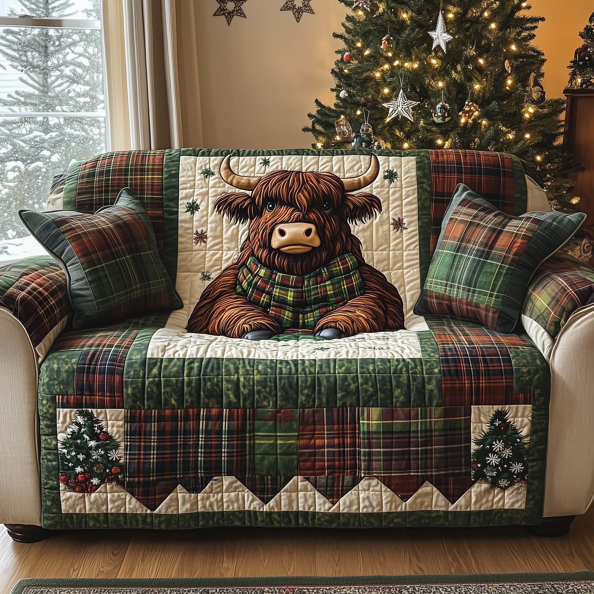 Modern Patch Quilted Sofa Cover Patchwork Home Couch Cover Trendy Room Decor Gifts - Tradiviet
