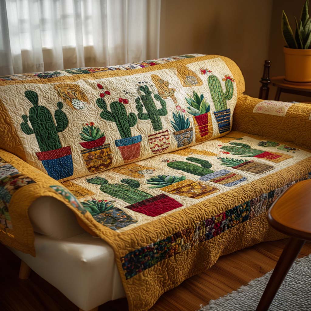 Mojave Green Quilted Sofa Cover Room Decor For Room Cute Room Decor Gifts - Tradiviet