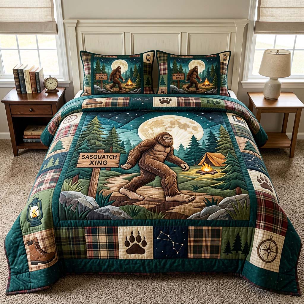 Moon Sasquatch Quilted Bedding Set Moon Sasquatch Wonder Gift For Moon Sasquatch - Tradiviet