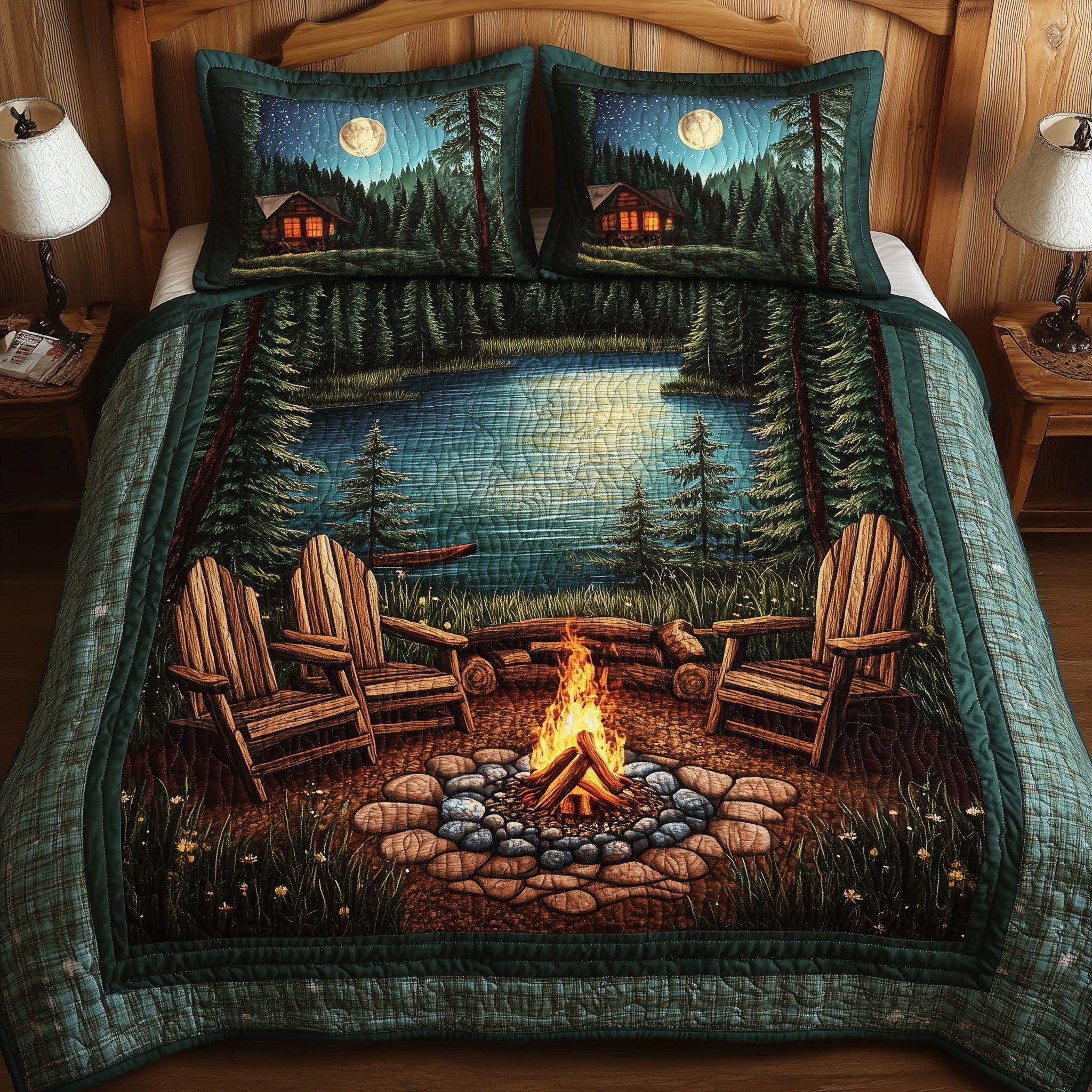 Moonlight Woods Quilted Bedding Set Moonlight Woods Vintage Gift For Moonlight Woods - Tradiviet