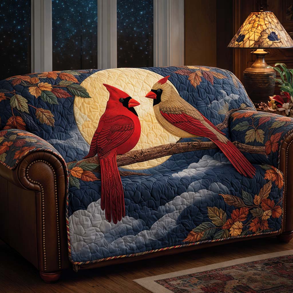 Moonlit Serenity Quilted Sofa Cover Celestial Home Couch Cover Bear Gifts For Kids - Tradiviet