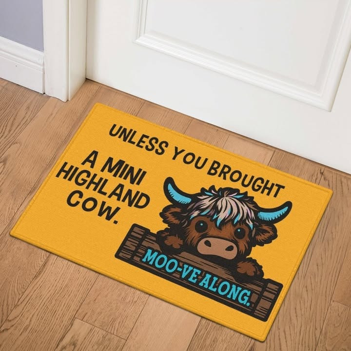 Mooo-ve Long Unless You Brought A Mini Highland Cow Doormat Cute Gifts For Cow Lovers - Tradiviet