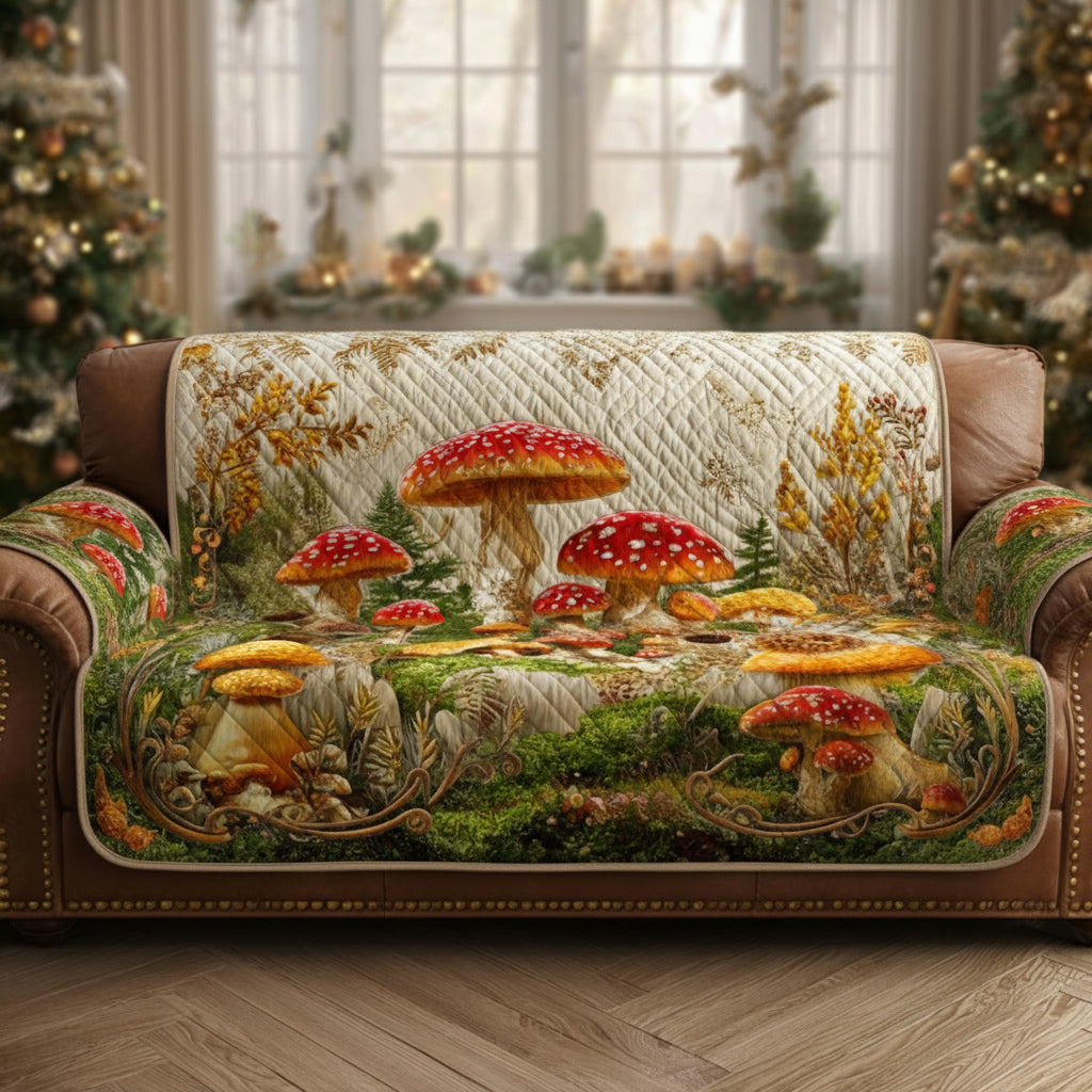 Moss Mushroom Quilted Sofa Cover Luxury Home Room Decor Gifts For Room Decor - Tradiviet