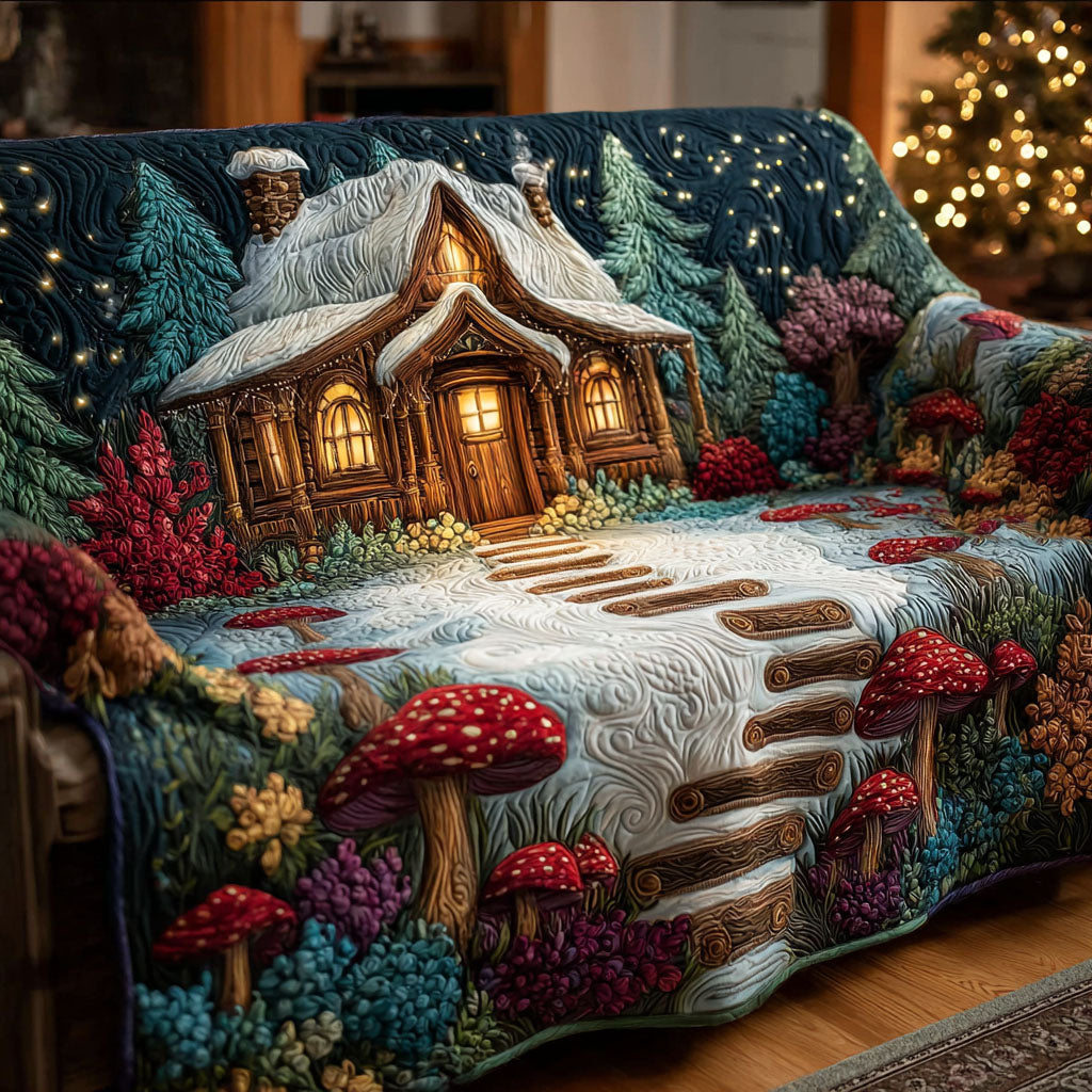 Mossy Cabin Meadow Quilted Sofa Cover Cozy Room Decor Trendy Room Decor Gifts - Tradiviet