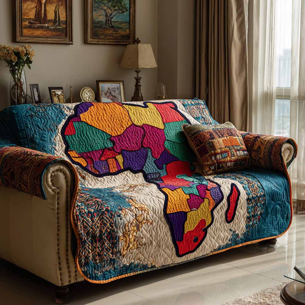 Motherland Mosaic Quilted Sofa Cover Sofa Protector Cover African American Gifts For Women - Tradiviet