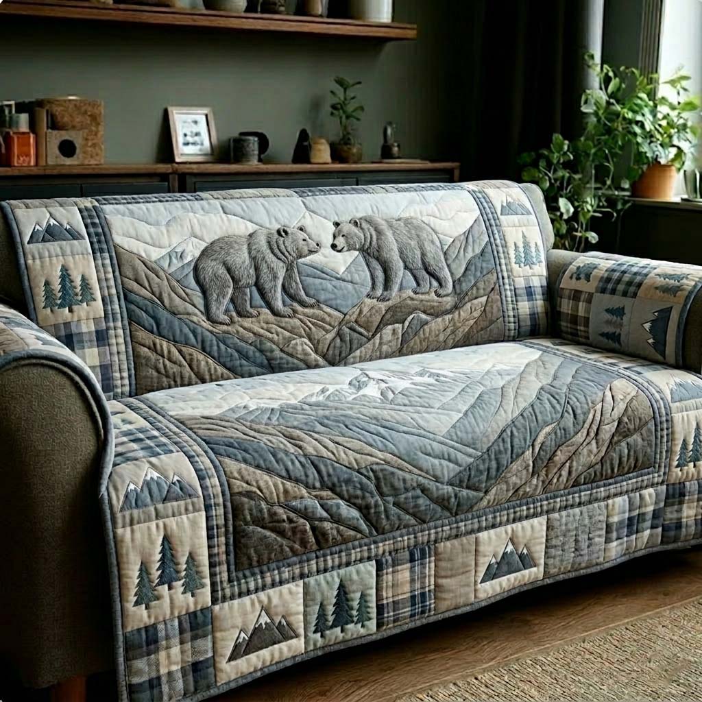 Mountain Bond Quilted Sofa Cover Southwest Home Couch Cover Present For House Lovers - Tradiviet