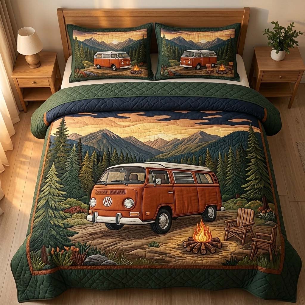 Mountain Camper Quilted Bedding Set Mountain Camper View Gift For Mountain Camper - Tradiviet