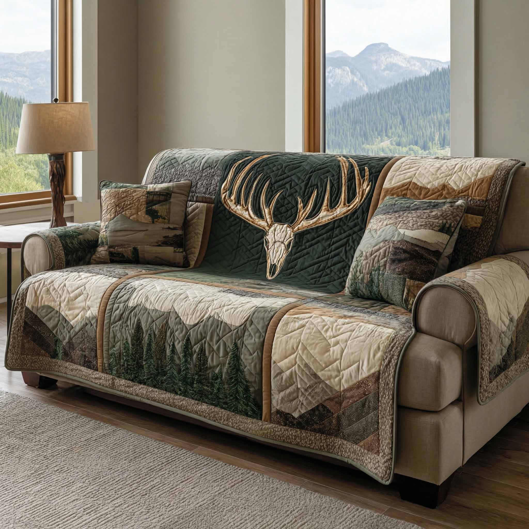 Mountain Crest Quilted Sofa Cover Trendy Home Style Gift For New Home - Tradiviet