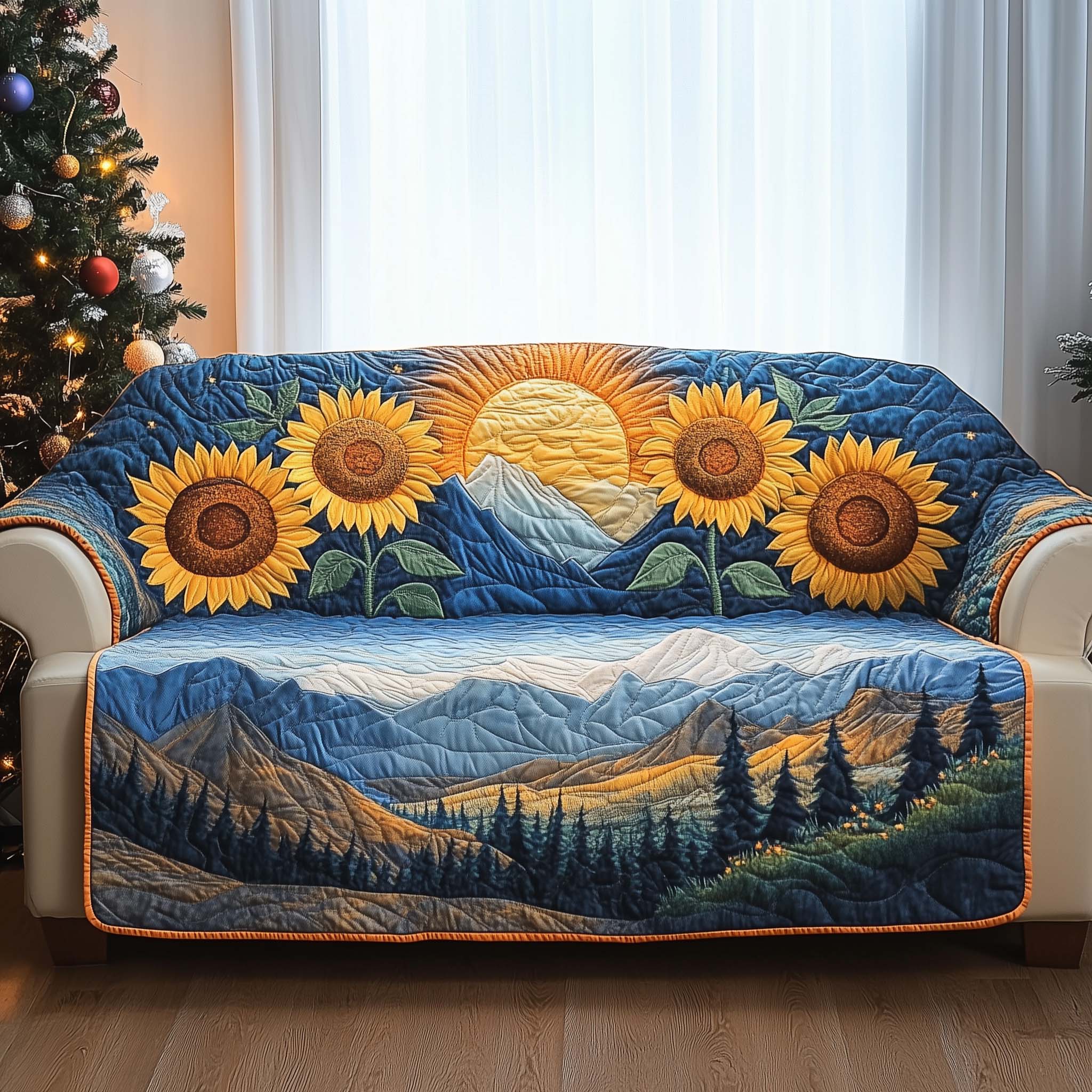 Mountain Crown Quilted Sofa Cover Southwest Home Couch Cover Gift For Home Lover - Tradiviet