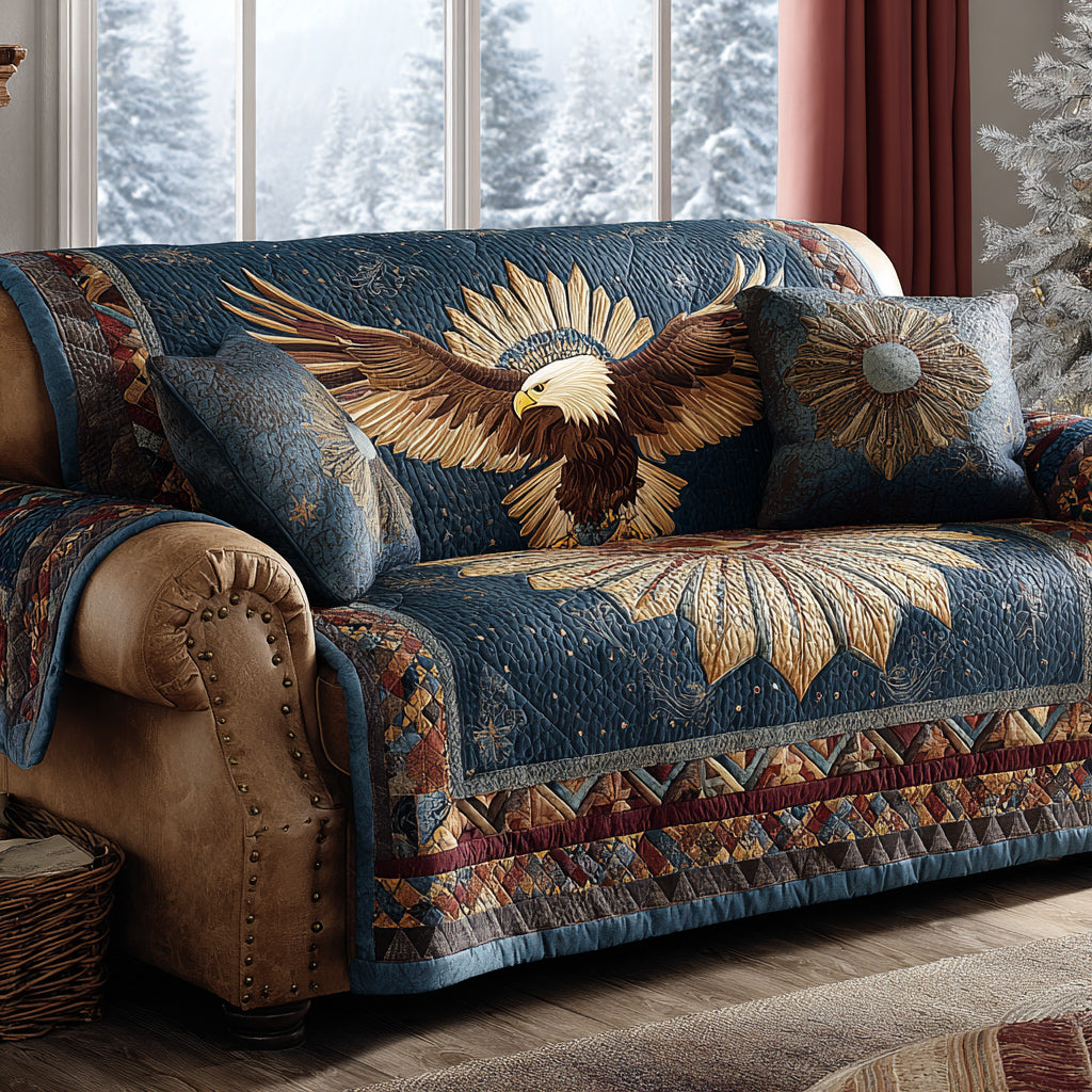 Mountain Eagle Quilted Sofa Cover Soft Home Room Decor Gift For Room Decor - Tradiviet