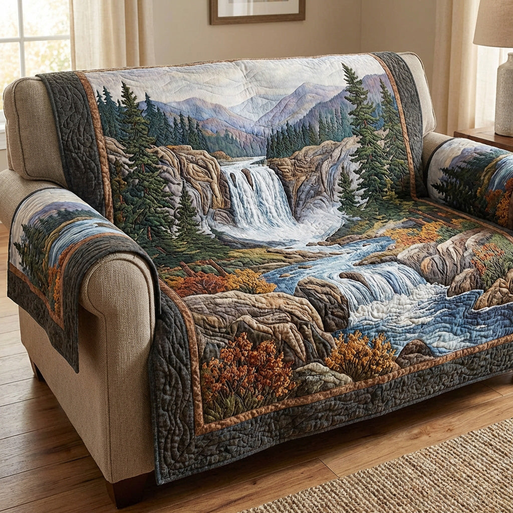 Mountain Falls Quilted Sofa Cover Living Room Decorations Tree Of Life Gifts For Parents - Tradiviet