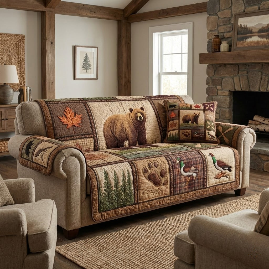 Mountain Grove Quilted Sofa Cover Nice Couch Covers Cute Bear Themed Gifts - Tradiviet