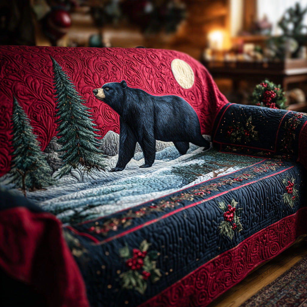 Mountain Path Bear Quilted Sofa Cover Aesthetic Home Room Decor Cool Bear Lover Gifts - Tradiviet
