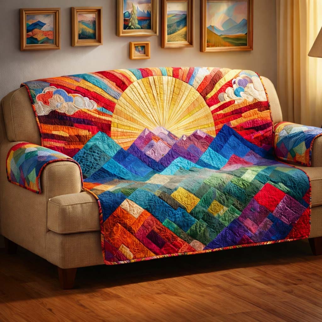 Mountain Quilted Sofa Cover Southwest Home Couch Cover Cozy Living Gift Ideas - Tradiviet