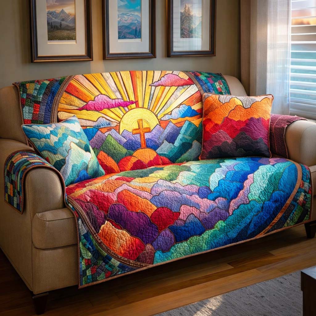 Mountain Quilted Sofa Cover Southwest Home Couch Cover Gift Ideas For Buffalo Lover - Tradiviet