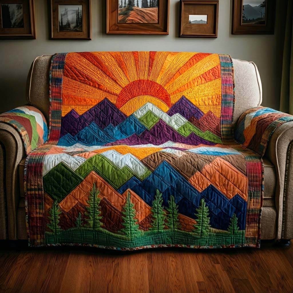 Mountain Quilted Sofa Cover Southwest Home Couch Cover Gifts For Living Rooms - Tradiviet