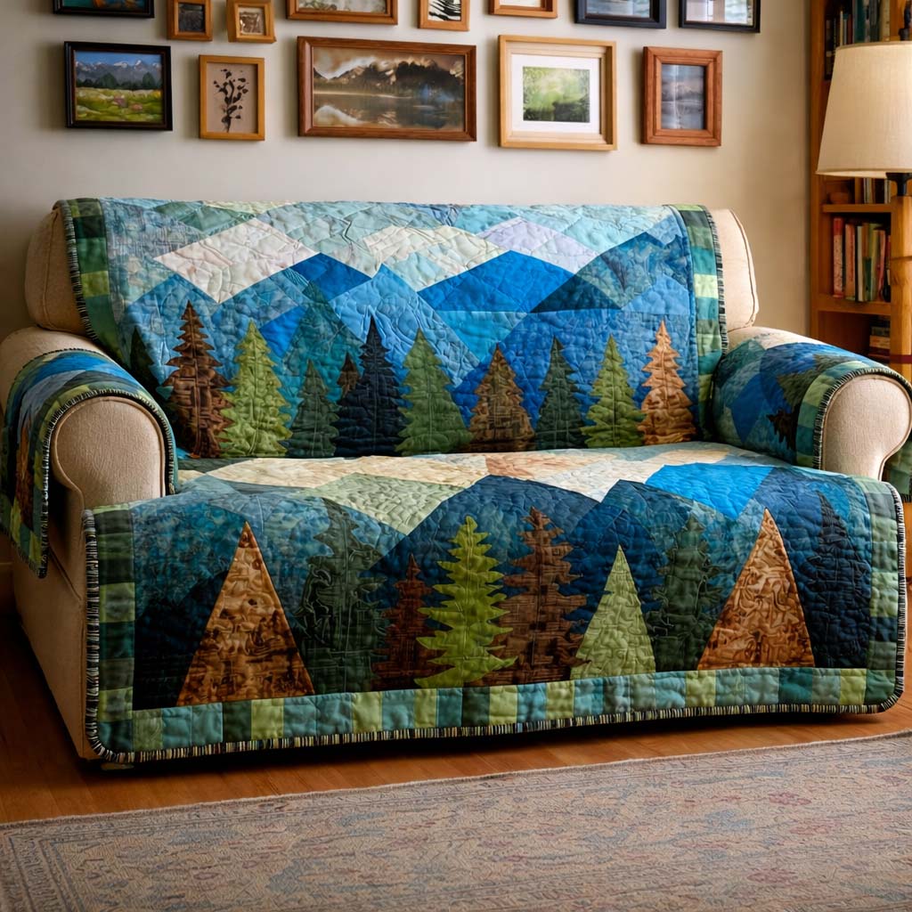 Mountain Quilted Sofa Cover Southwest Home Couch Cover Interior Design Gift Ideas - Tradiviet