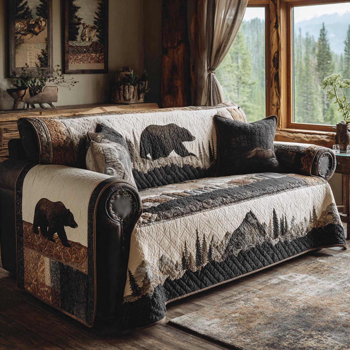 Mountain Roam Quilted Sofa Cover Soft Home Room Decor Cozy Housewarming Gift Ideas - Tradiviet