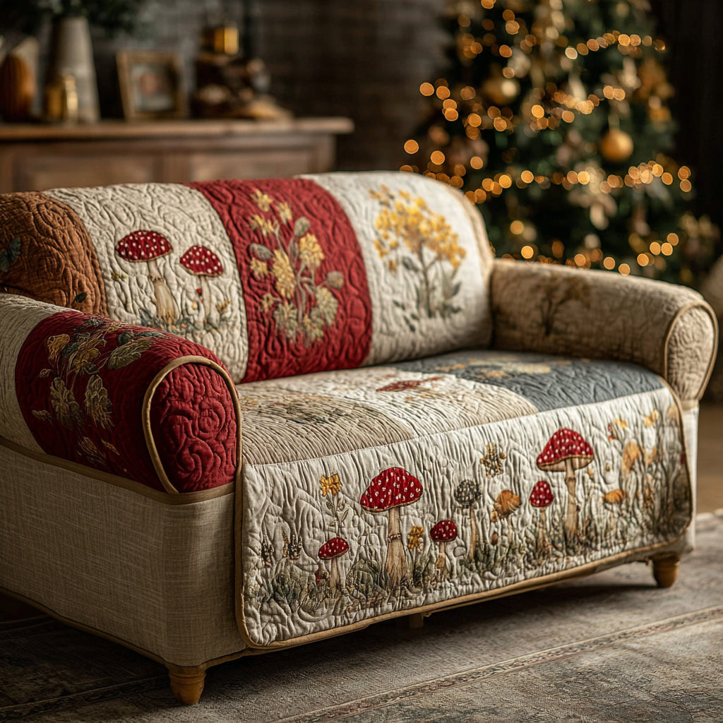 Mushroom Dreamland Quilted Sofa Cover Luxury Home Room Decor Gifts For Home Decor - Tradiviet