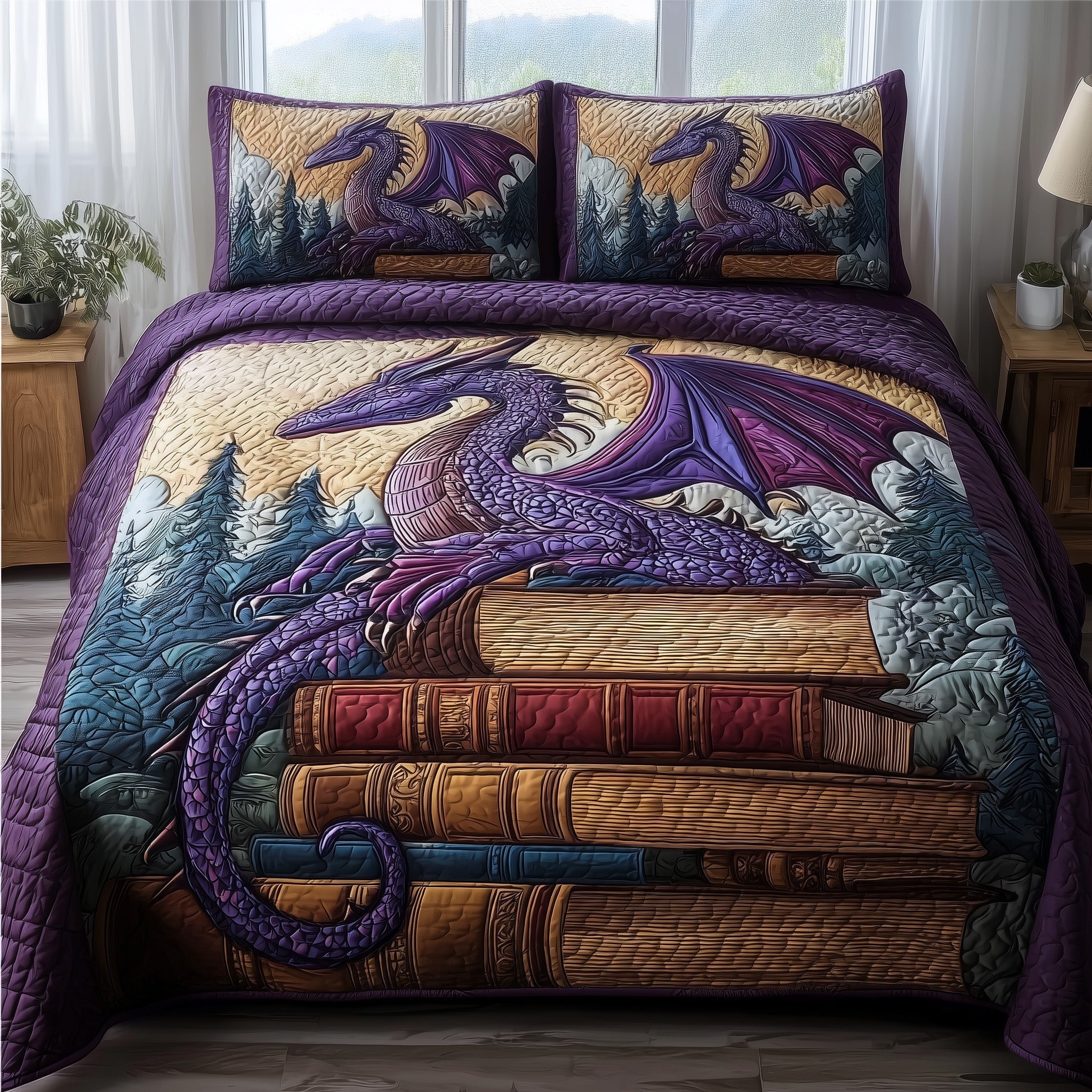 Mystic Dragon Quilted Bedding Set Mystic Dragon Trail Gift For Mystic Fans - Tradiviet