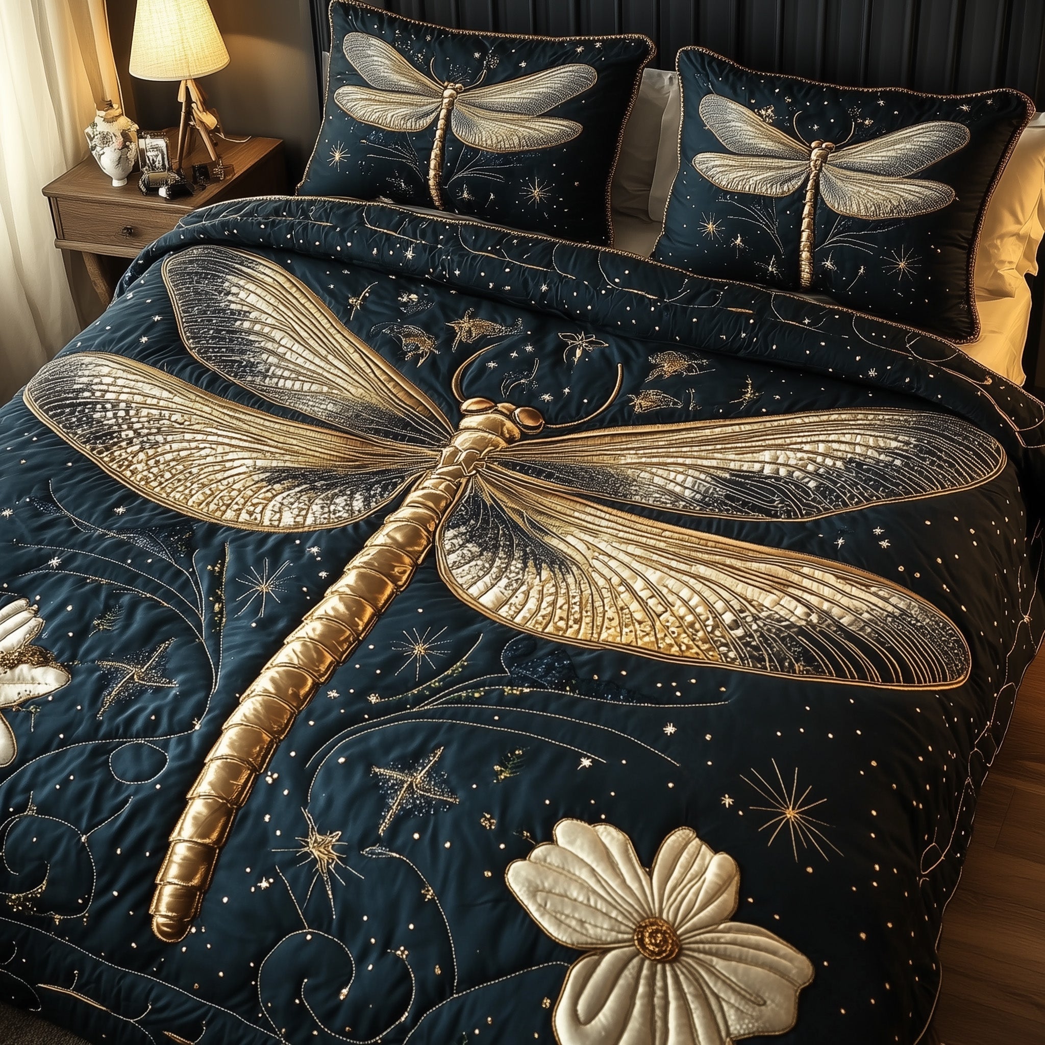 Mystic Dragonfly Quilted Bedding Set Mystic Dragonfly Daydream Gift For Mystic Dragonfly - Tradiviet
