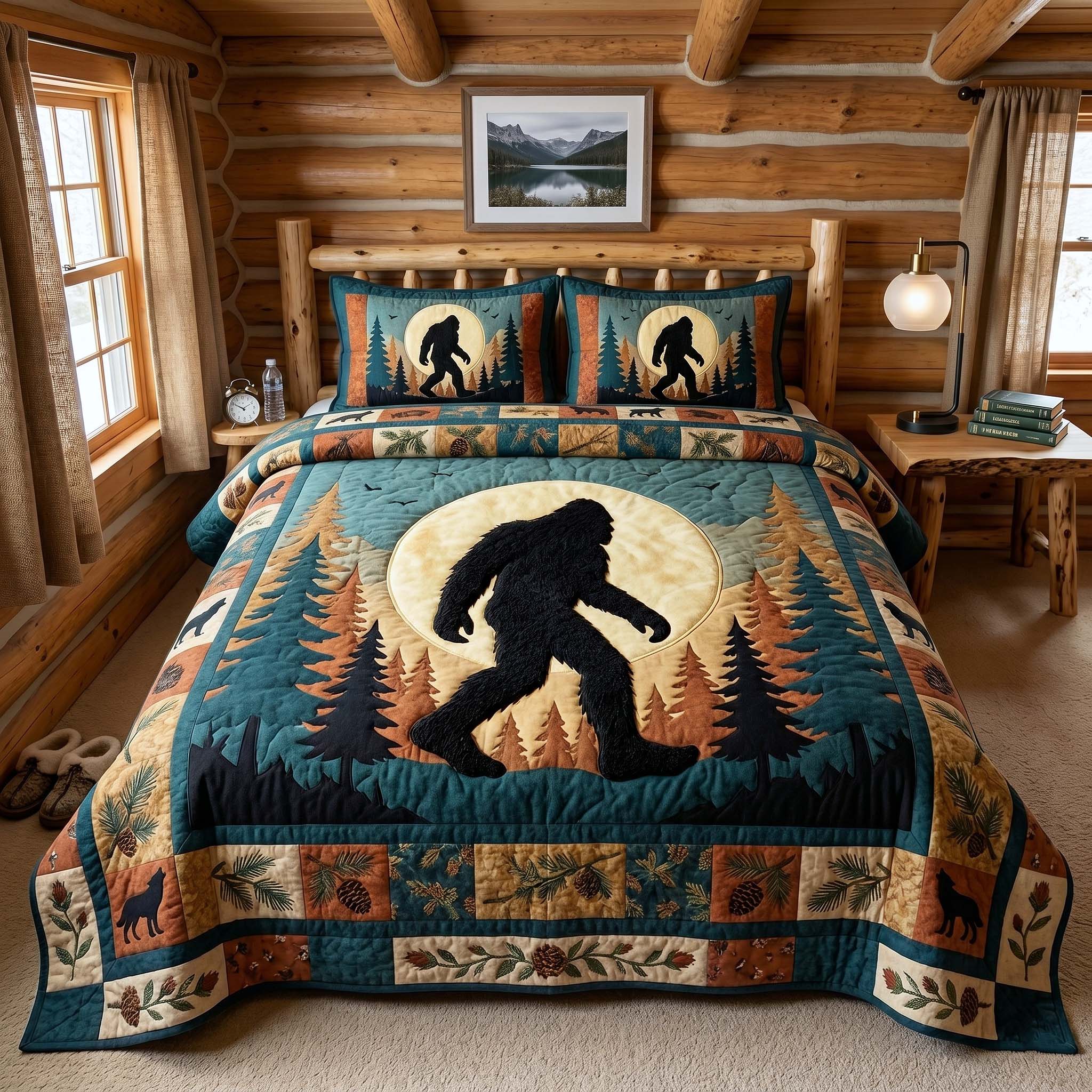 Mystic Sasquatch Quilted Bedding Set Mystic Sasquatch Aura Gift For Sasquatch Mom - Tradiviet