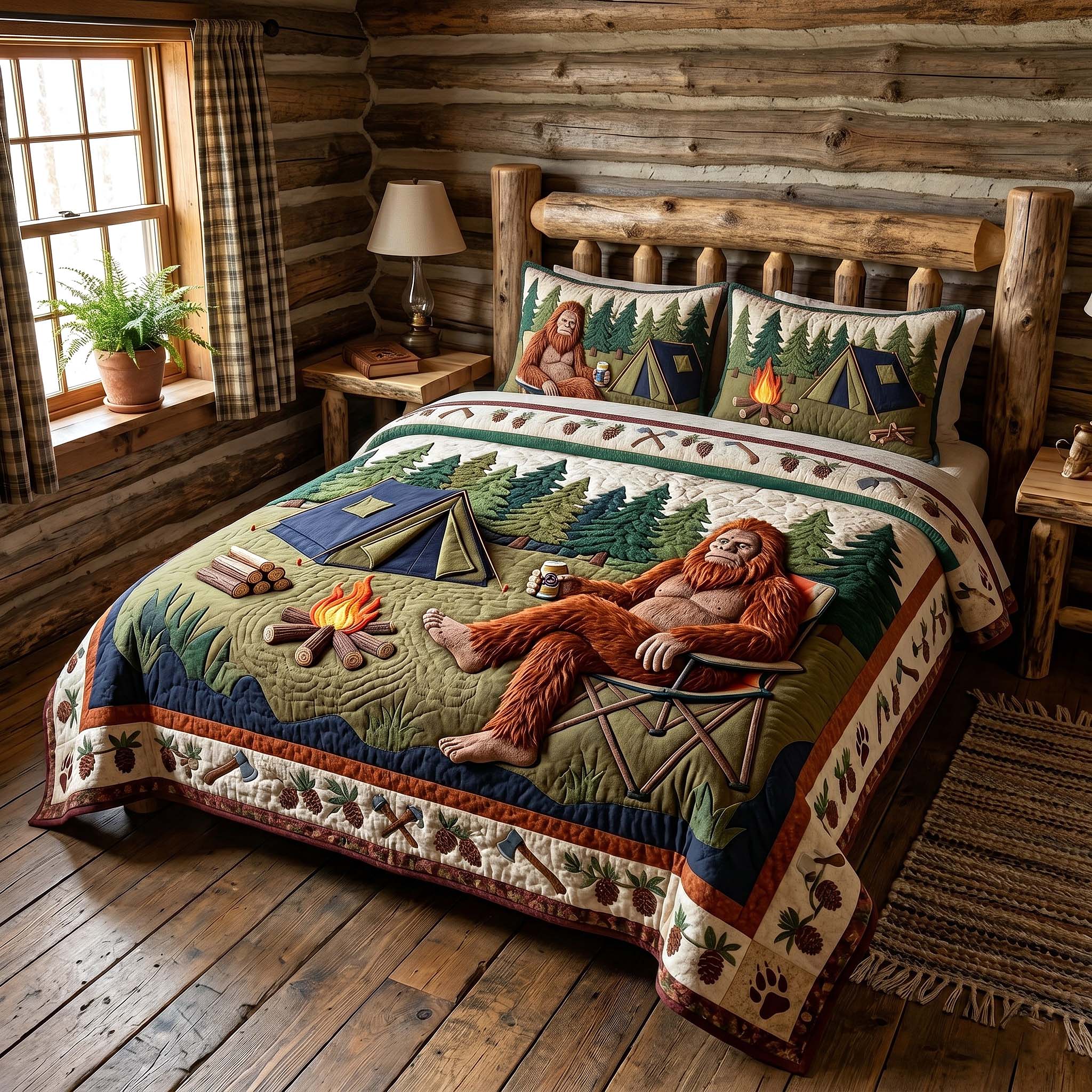 Mystic Sasquatch Quilted Bedding Set Mystic Sasquatch Feature Gift For Sasquatch Family - Tradiviet