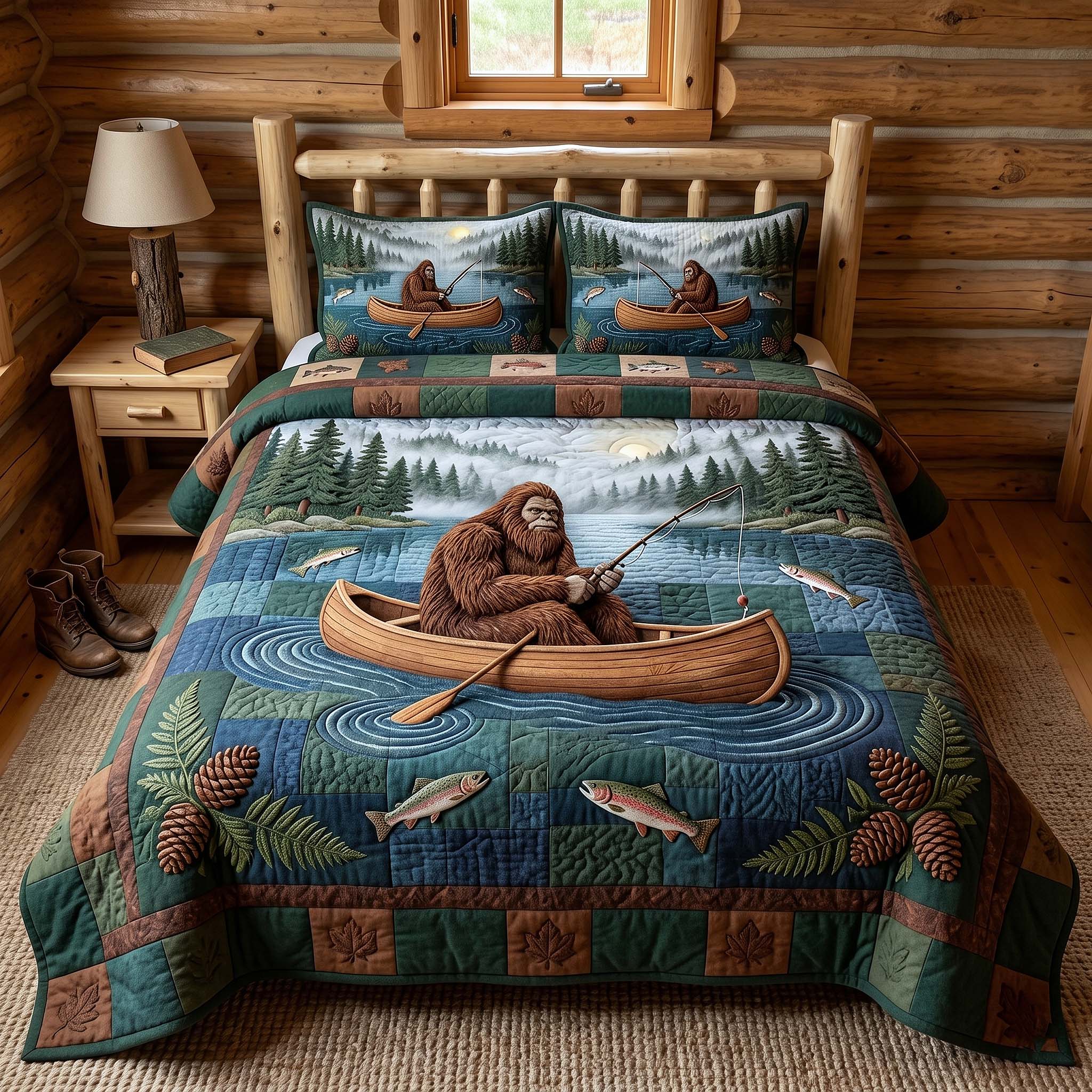 Mystic Sasquatch Quilted Bedding Set Mystic Sasquatch Peace Gift For Mystic Dad - Tradiviet