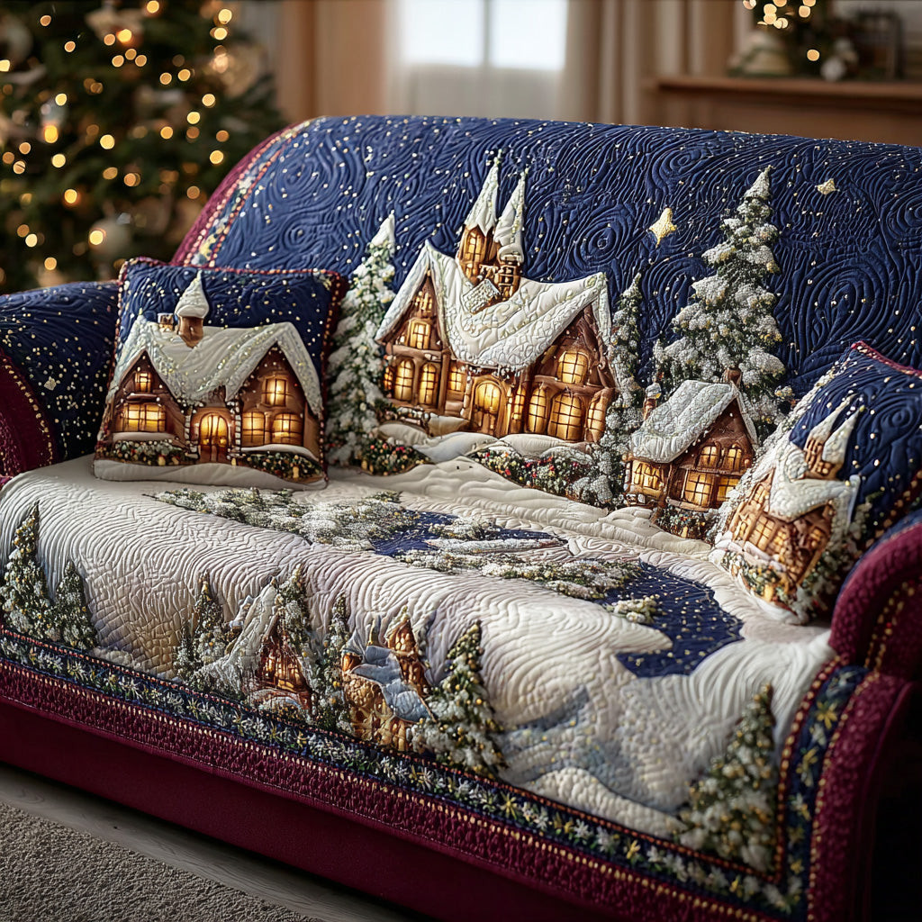 Mystic Winter Lights Quilted Sofa Cover Christmas Living Room Decor Best Secret Santa Gifts - Tradiviet