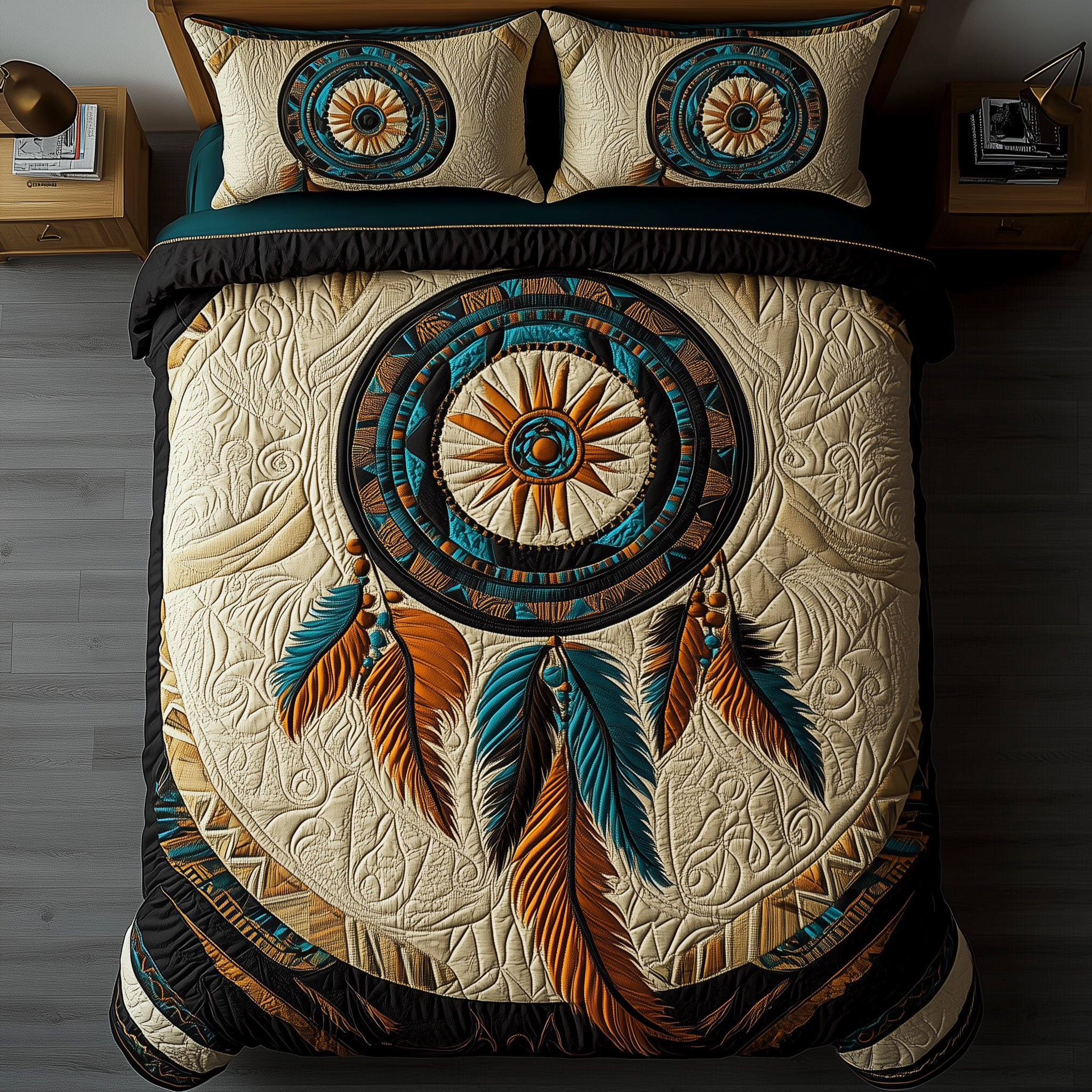 Native Dreamcatcher Quilted Bedding Set Native Dreamcatcher Arrangement Gift Ideas - Tradiviet