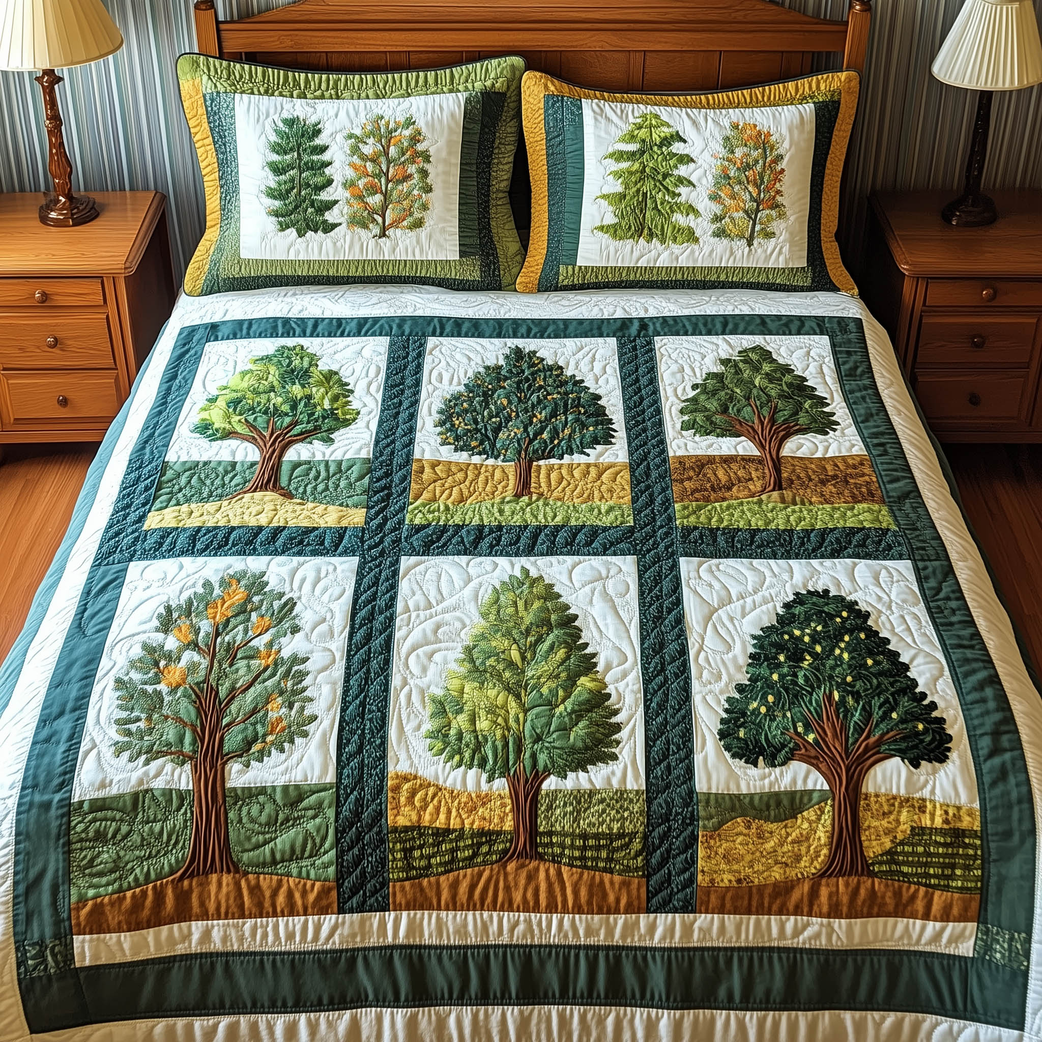 Nature Charm Quilted Bedding Set Nature Charm Journey Gift For Nature Fans - Tradiviet