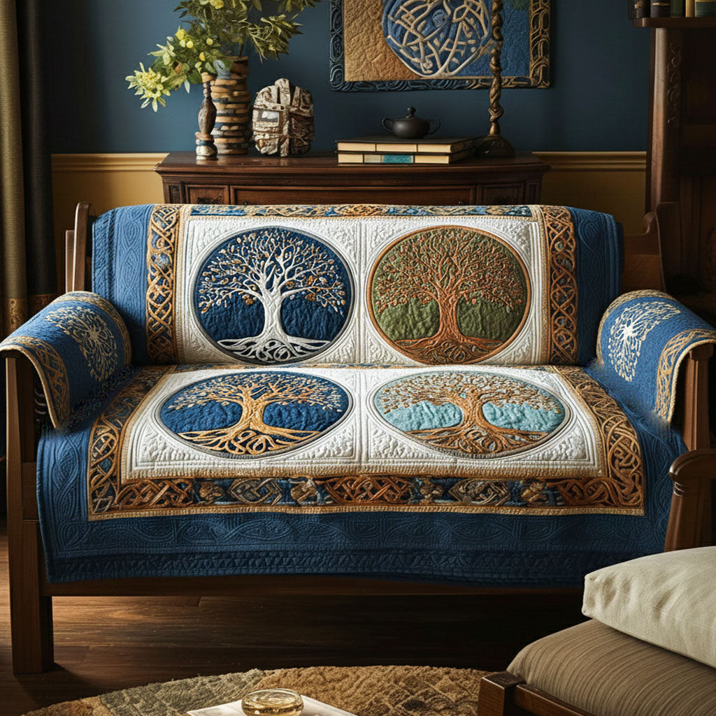Nature Circle Quilted Sofa Cover Sofa Cover Couch Tree Of Life Gifts For Men - Tradiviet
