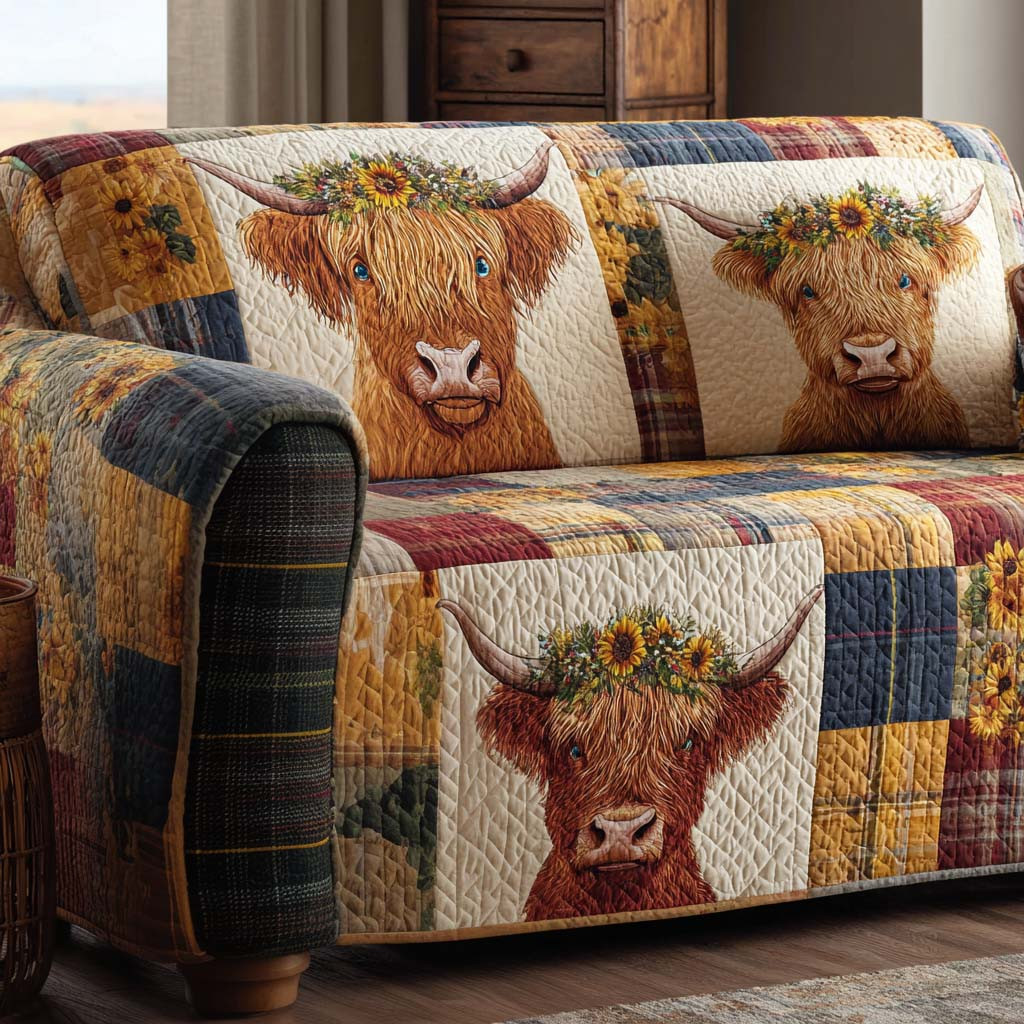 Nature Companions Quilted Sofa Cover Seat Covers For Couches Gifts For Cattle Lovers - Tradiviet