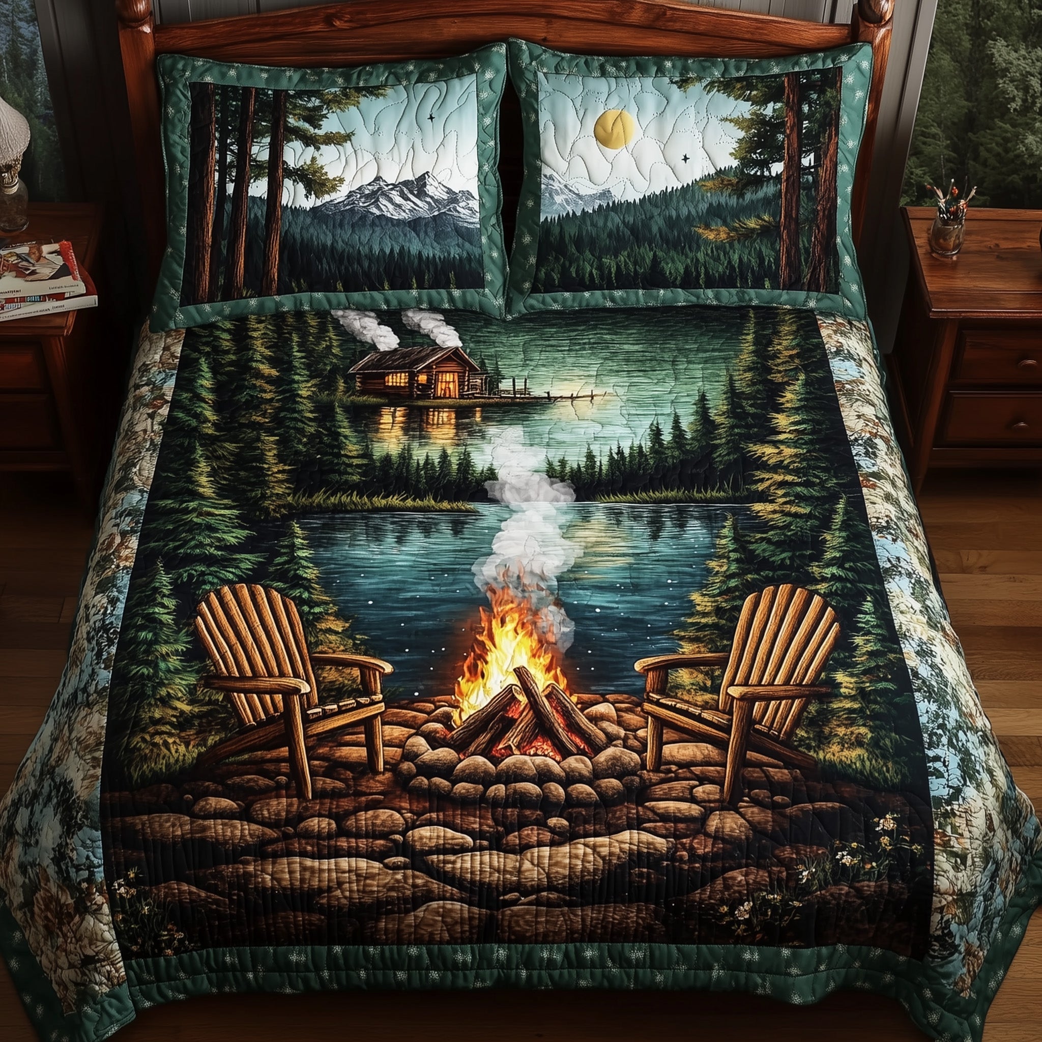 Nature Retreat Quilted Bedding Set Nature Retreat Cozy Gift For Retreat Fans - Tradiviet