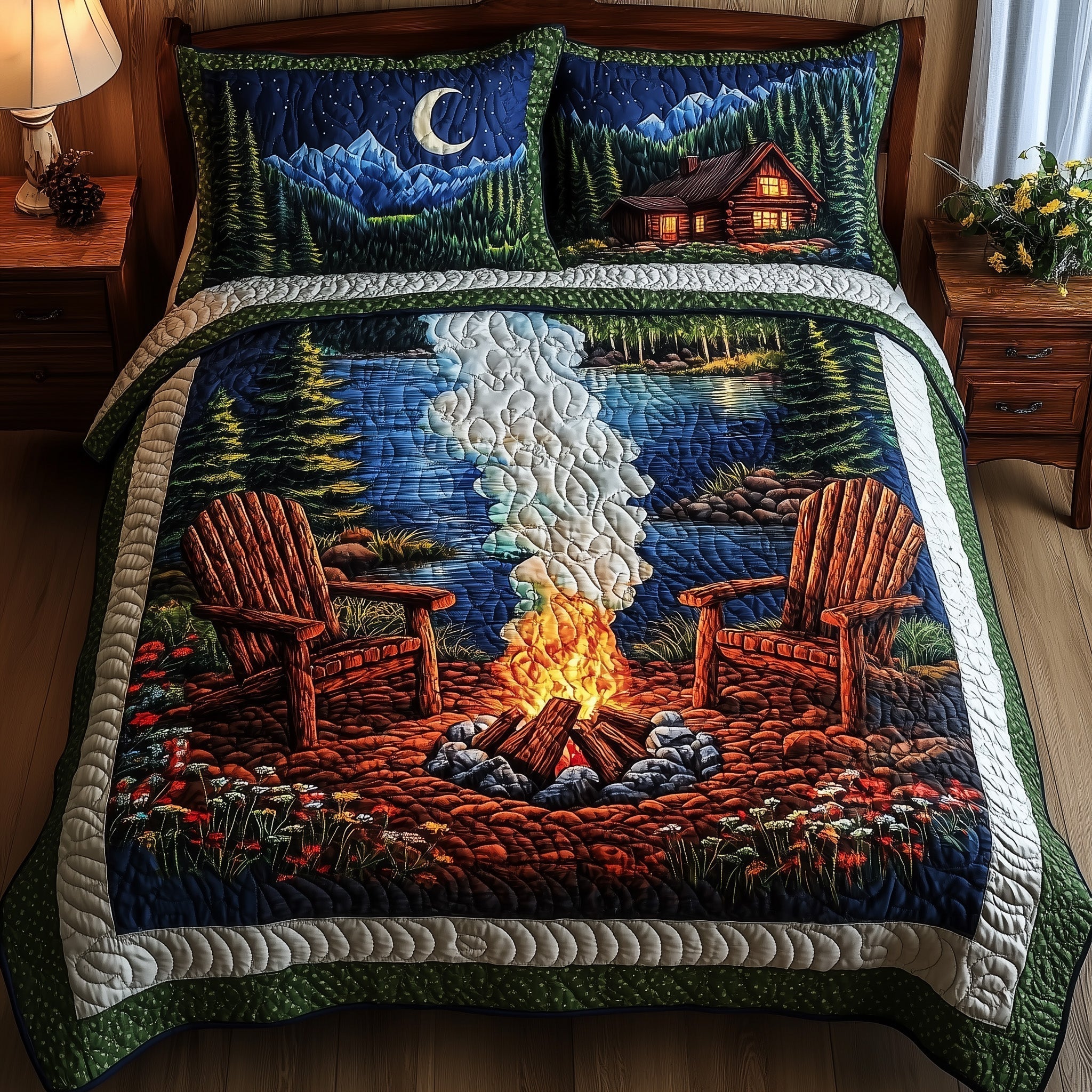 Nature Retreat Quilted Bedding Set Nature Retreat Moodboard Gift For Nature Family - Tradiviet